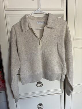 Calvin Klein Oatmeal Heather Quarter-Zip Pullover